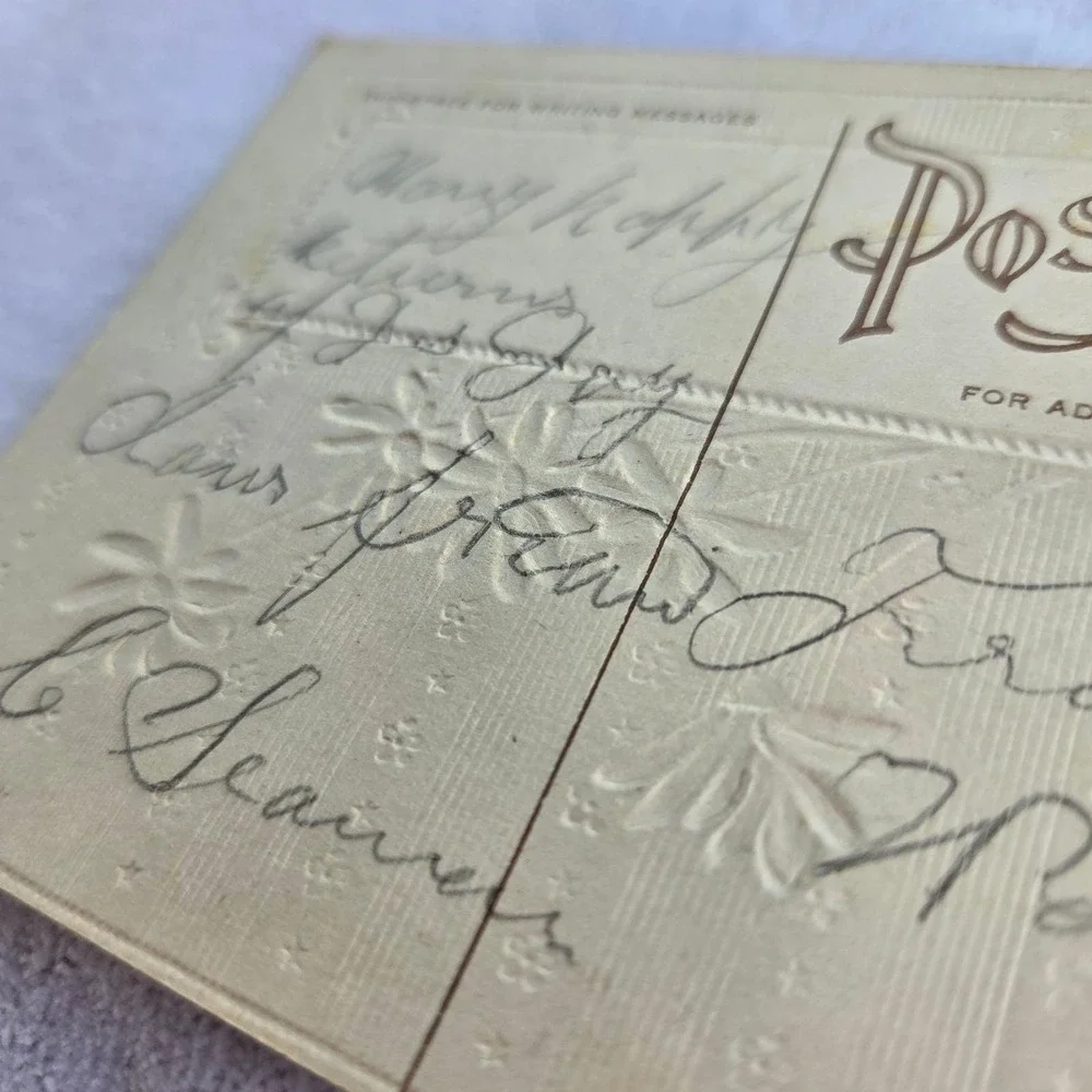 Antique Postcard With Kind Regards‎ Floral Daisies Embossed 1900s Divided Back